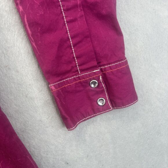 Rock 47 By Wrangler XL Western Shirt Snap Pink Embroidered Rodeo Rhinestone - Picture 8 of 15